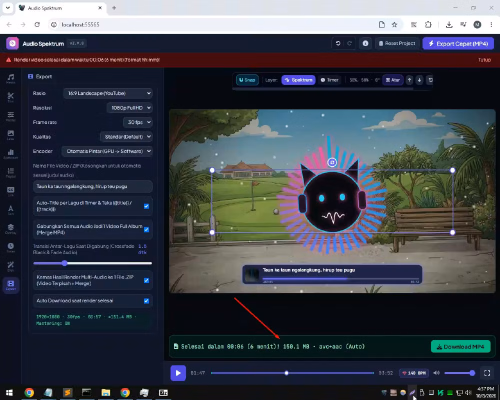 Aplikasi Audio Spektrum, Membuat Visual menarik yang mengikuti tempo musik