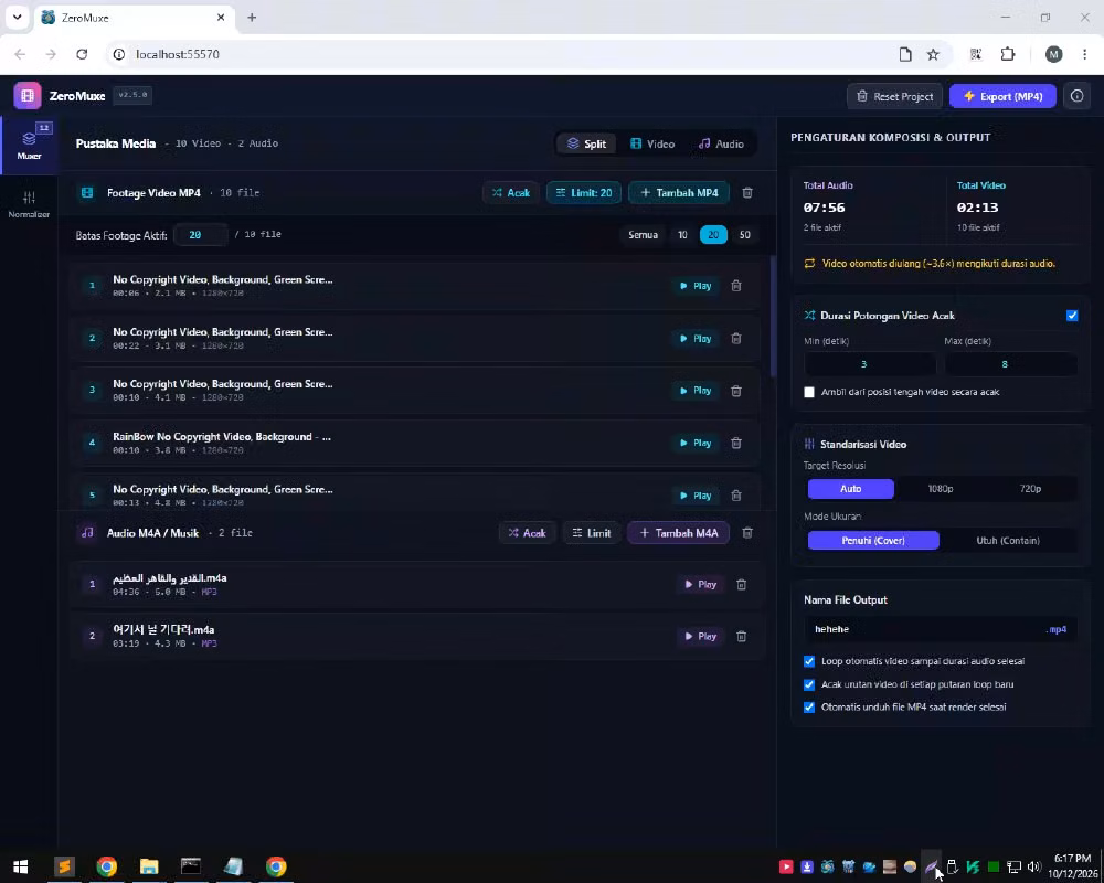 Aplikasi ZeroMuxe, Menggabungkan Visual dan Audio tanpa melakukan encoding ulang