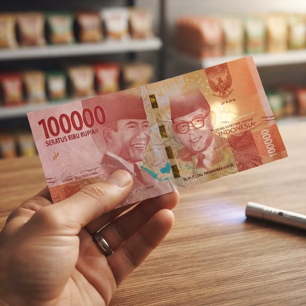 Pembeli Memberi Uang Rp100 Ribu, Sebelum Disimpan Cek Dulu Keasliannya