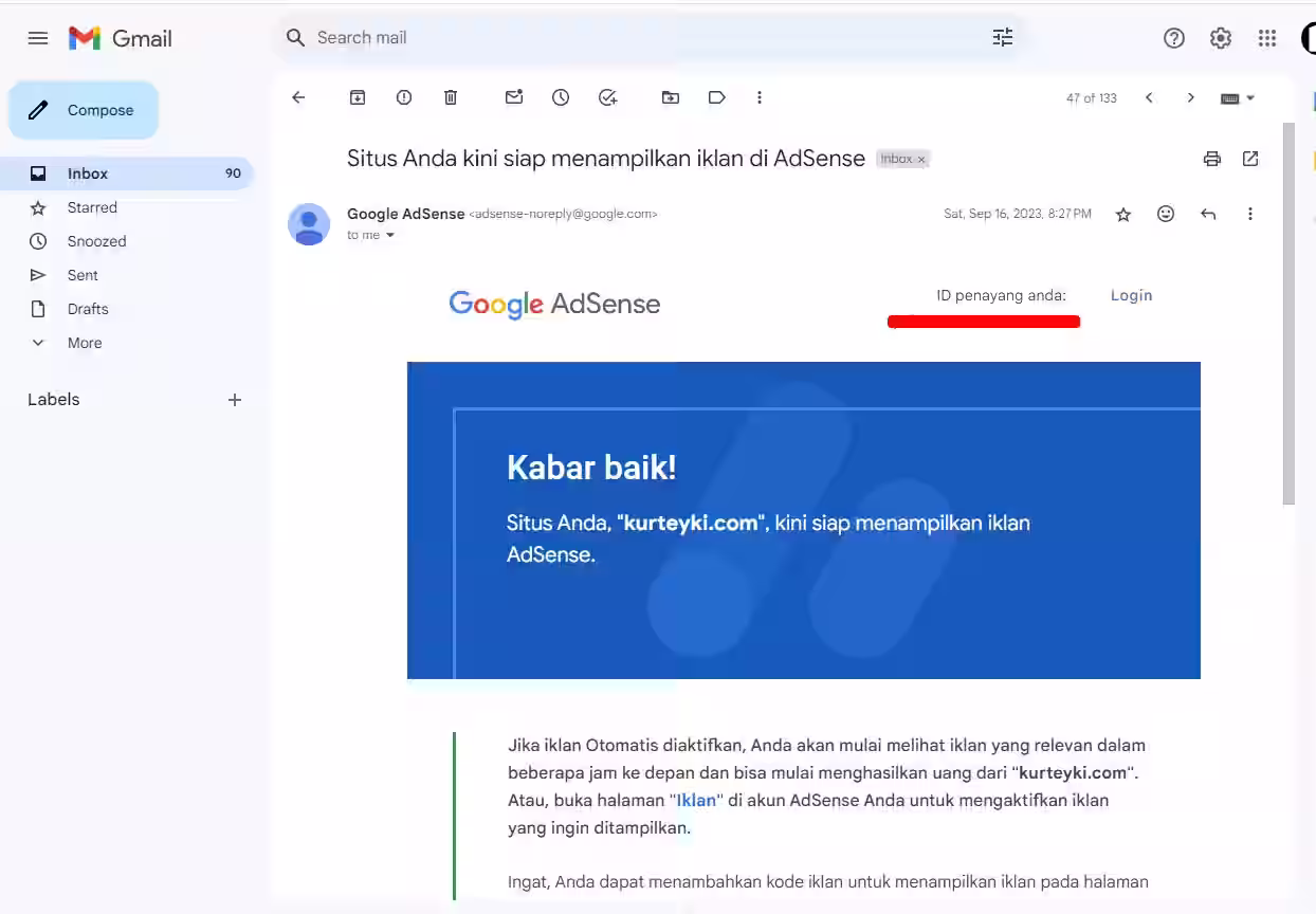 adsense aktif lagi